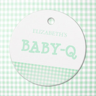 Baby-Q Mintgroene Gingham Baby Shower Bedankjes Labels