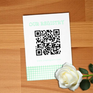 Baby-Q Mintgroene Gingham Baby Shower Cadeaulijst Informatiekaartje