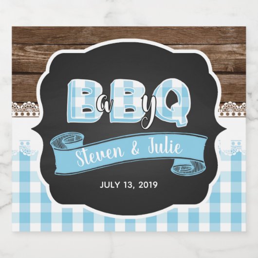 Baby Q Mousserende Wijn Label - Baby Blauw Sparkling Wijnetiket (Enkel label)