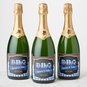 Baby Q Mousserende Wijn Label - Blauw Sparkling Wijnetiket