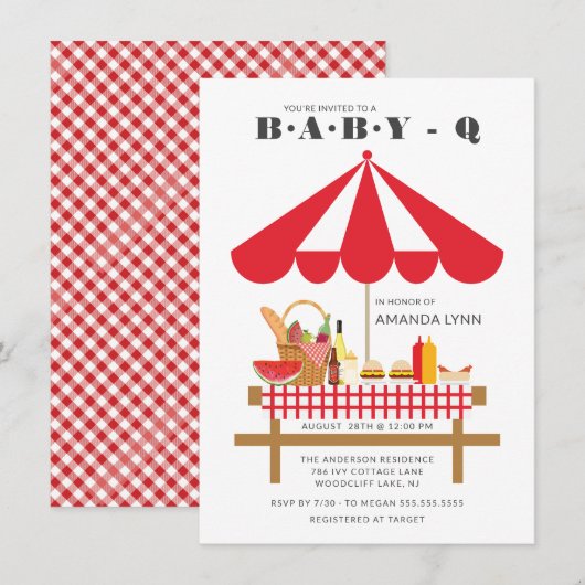 Baby Q Neutrale Baby shower Uitnodiging (Voorkant / Achterkant)