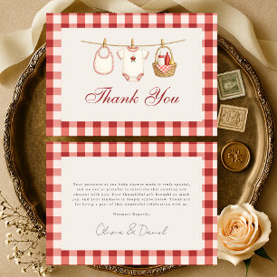 Baby-Q Rode Gingham Co-Ed Baby Shower Uitnodiging