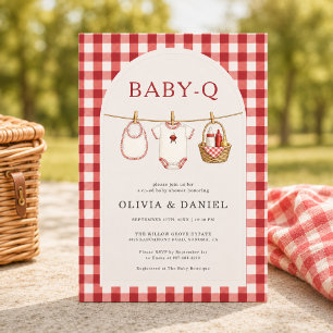 Baby Q Rode Gingham Waslijn Koppel Baby Shower Kaart