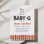 Baby Q Rustic Couples Baby shower Invitation<br><div class="desc">Célébrez un petit en chemin avec cette invitation à baby shower rustique à thème "Baby Q".</div>