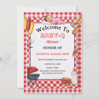 Baby-Q Shower Invitation & BBQ Couples Shower Kaart