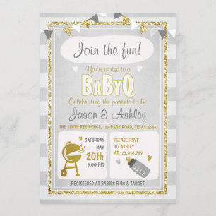 Baby Q uitnodiging Code BBQ Baby shower nodigt Gra