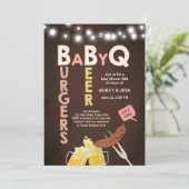 Baby Q-uitnodiging Coed BBQ Baby shower Rustic Gir Kaart (Staand voorkant)