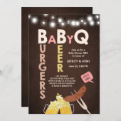 Baby Q-uitnodiging Coed BBQ Baby shower Rustic Gir Kaart (Voorkant / Achterkant)
