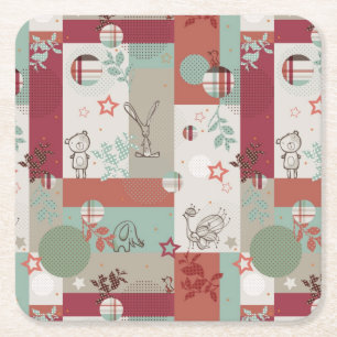 Baby Quilt Patroon 2 Vierkante Kartonnen Onderzetter