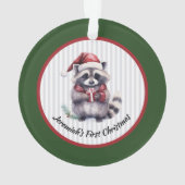 Baby Raccoon Holding Gift Child's First Christmas (dos)