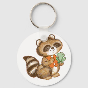 Baby Raccoon in Oranje test met beste vriendenkikk Sleutelhanger