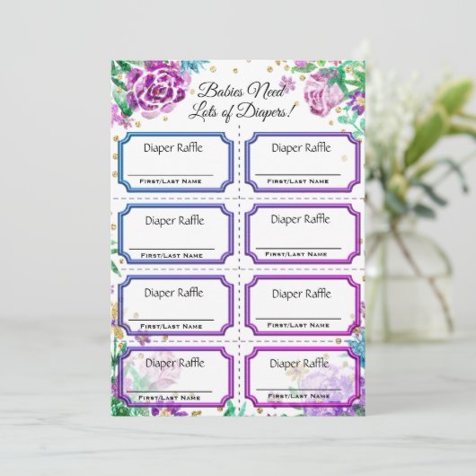 Baby Raffle Tickets Floral Kaart (Staand voorkant)