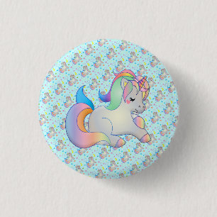 Baby Rainbow Unicorn Pony op maat gemaakte pin-kno Ronde Button 3,2 Cm