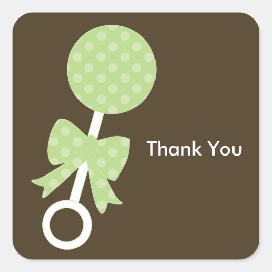 Baby rammelaar douche envelop afdichtingen vierkante sticker (Voorkant)