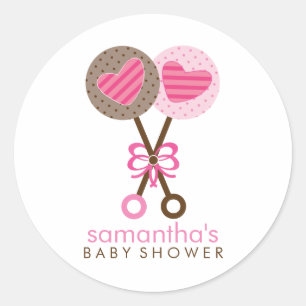 Baby Rattles Twin Girls Baby shower Ronde Sticker