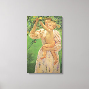 Baby Reaching voor een Apple van Mary Cassatt Canvas Afdruk