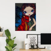 Baby Red Dragon dragoning fairy Art Print (Thuiskantoor)