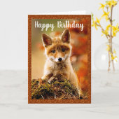 Baby Red Fox Bonne carte de voeux d'anniversaire (Fleur jaune)