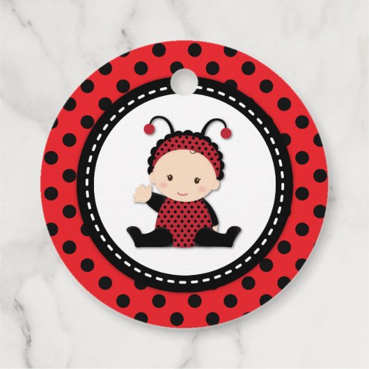 Baby Red Ladybug First Birthday Baby shower Bedankjes Labels (Achterkant)