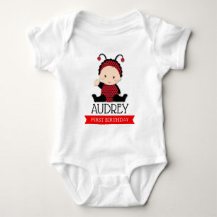 Baby Red Ladybug First Birthday Baby shower Romper