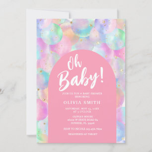 Baby Regenboog Ballonnen Roze Boog Baby Shower Kaart