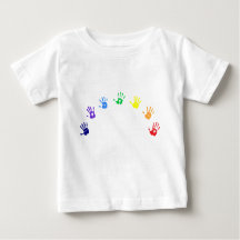 Baby regenbooghanddruk T-shirt