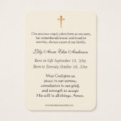 Baby Religieus Katholieke Herdenkingsdienst Heilig Visitekaartje (Achterkant)