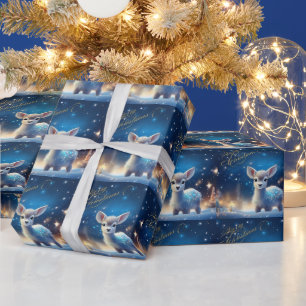 Baby rendier met vrolijke kerstgroet cadeaupapier