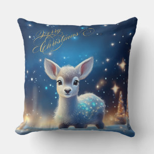 Baby rendier met vrolijke kerstgroet kussen