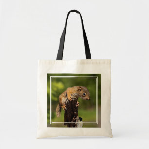 Baby rode eekhoorn tote bag