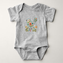 Baby romper met kleine bloemen en groene bladeren