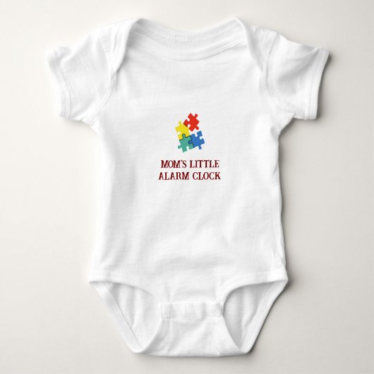 Baby romper met puzzelprint - "Moeders Wekker" (Voorkant)