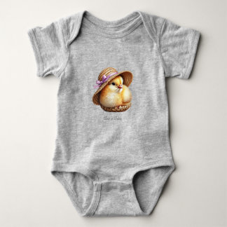 Baby romper met roze lintje en kuikentje