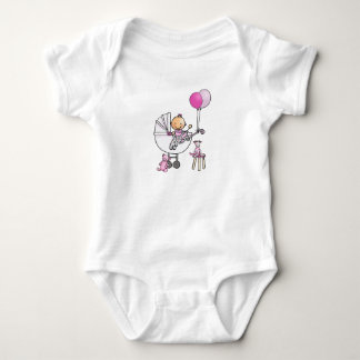 Baby rompertje met baby in kinderwagen