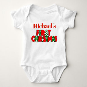 Baby Rood en Groen Eerste Kerstmis Romper