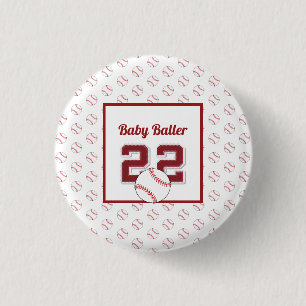 Baby rood en wit ronde button 3,2 cm