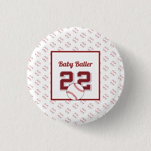 Baby rood en wit ronde button 3,2 cm (Voorkant)