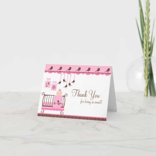 Baby Room Rose Merci Carte de note (Devant)