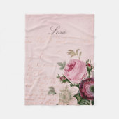 Baby Roos Peony Fleece Blanket Love Pink Deken (Voorkant)