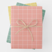 Baby roze blauw en geel met witte cheque Inpakpapier Vel (In situ)