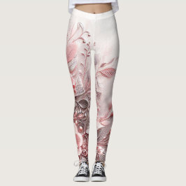 baby roze bloemmotief emboss kunst leggings