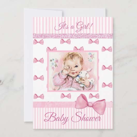  Baby roze bogen Baby shower Uitnodiging (Voorkant)