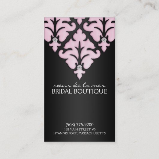 Baby roze Diamond Damask Appointkaarten Afsprakenkaartje (Voorkant)