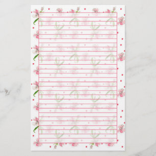 Baby Roze Dianthus Waterverf Bloemen Vol Briefpapier