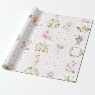Baby roze dieren houden het neursery Patroon vol Cadeaupapier