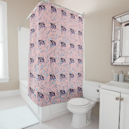 Baby roze - Dolphin Life - Gray Shower Curtain Douchegordijn