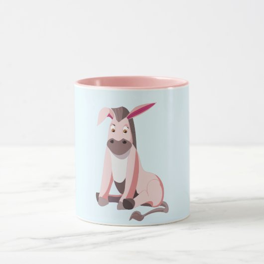 Baby roze Donkey - Uw kleur - Tekst Mok (Midden)