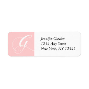 Baby Roze Elegant Monogram G Retouradres Label