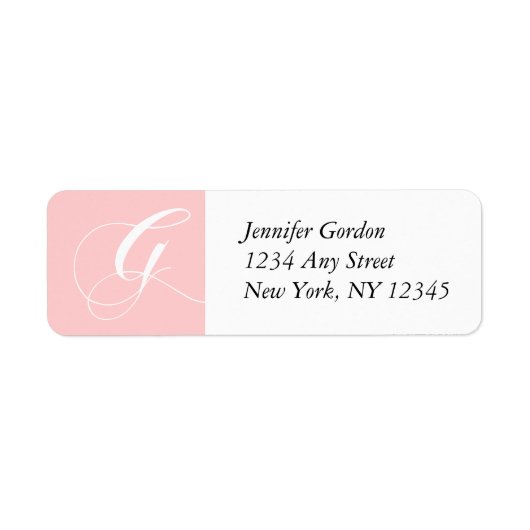 Baby Roze Elegant Monogram G Retouradres Label (Voorkant)