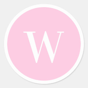 Baby Roze Elegante Stijlvolle Monogram Eerste Lett Ronde Sticker
